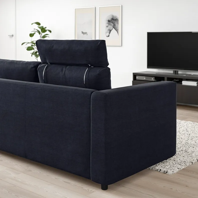 IKEA VIMLE ВІМЛЕ, 3-місний диван, з узголів'ям/САКСЕМАРА чорно-синій 893.990.58 фото №8