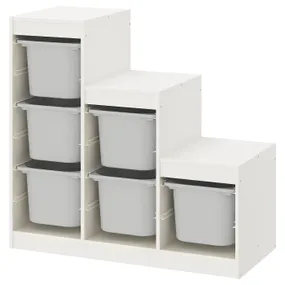 IKEA TROFAST ТРУФАСТ, комбинация д/хранения, белый/серый, 99x44x94 см 593.293.78 фото