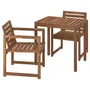 IKEA NÄMMARÖ НЕММАРЕ, стіл+2 крісла з підлокіт, вуличний, світло-коричнева морилка, 75 см 195.445.77 фото