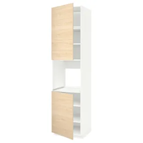 IKEA METOD МЕТОД, висока шафа для дух, 2 дверцят / пол, білий / АСКЕРСУНД під світлий ясен, 60x60x240 см 394.677.85 фото