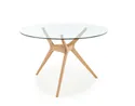 Стекляный стол кухонный HALMAR ASHMORE 120x77 см, столешница - прозрачная, ножка - натуральная фото thumb №11