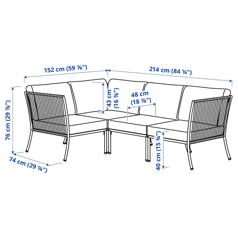 IKEA SEGERÖN, 3-місний кутовий диван, Зовнішній білий/бежевий/бежевий Фрессон/Дувхольмен 395.856.80 фото №5