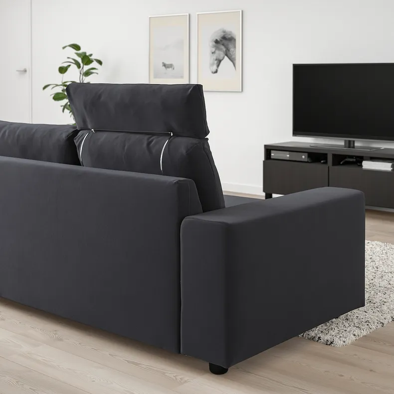 IKEA VIMLE ВІМЛЕ, 3-місний диван, з підголовником / Djuparp темно-сірий 094.336.07 фото №2