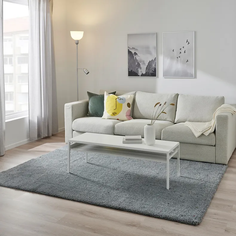 IKEA SPENTRUP СПЕНТРУП, килим, довгий ворс, світлий сіро-бірюзовий / в цятку, 160x230 см 805.141.85 фото №4