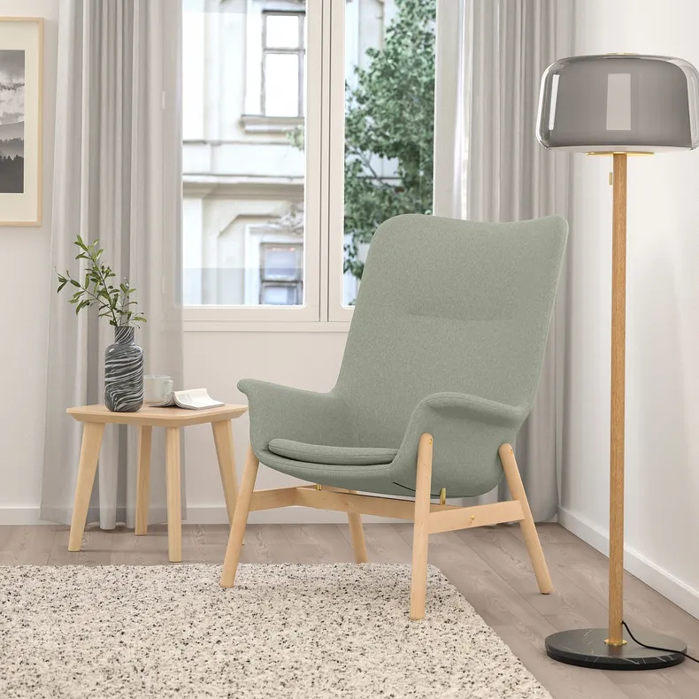 IKEA VEDBO ВЕДБУ, кресло c высокой спинкой, Окрашен в светло-зеленый цвет 305.522.26 фото №3