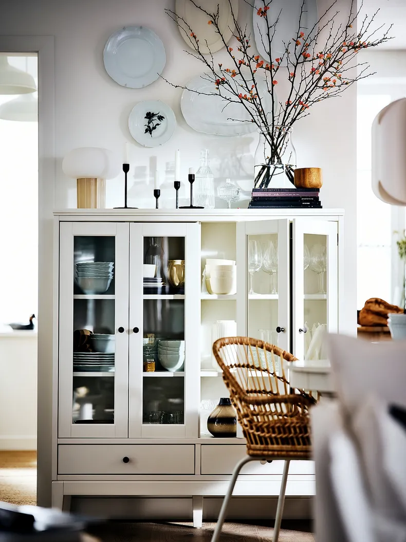IKEA IDANÄS ІДАНЕС, шафа з двостулков склян дверцятами, білий, 121x50x135 см 104.960.38 фото №4