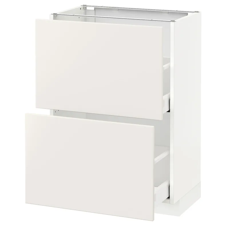 IKEA METOD МЕТОД / MAXIMERA МАКСІМЕРА, підлогова шафа з 2 шухлядами, білий / ВЕДДІНГЕ білий, 60x37 см 990.514.58 фото №1