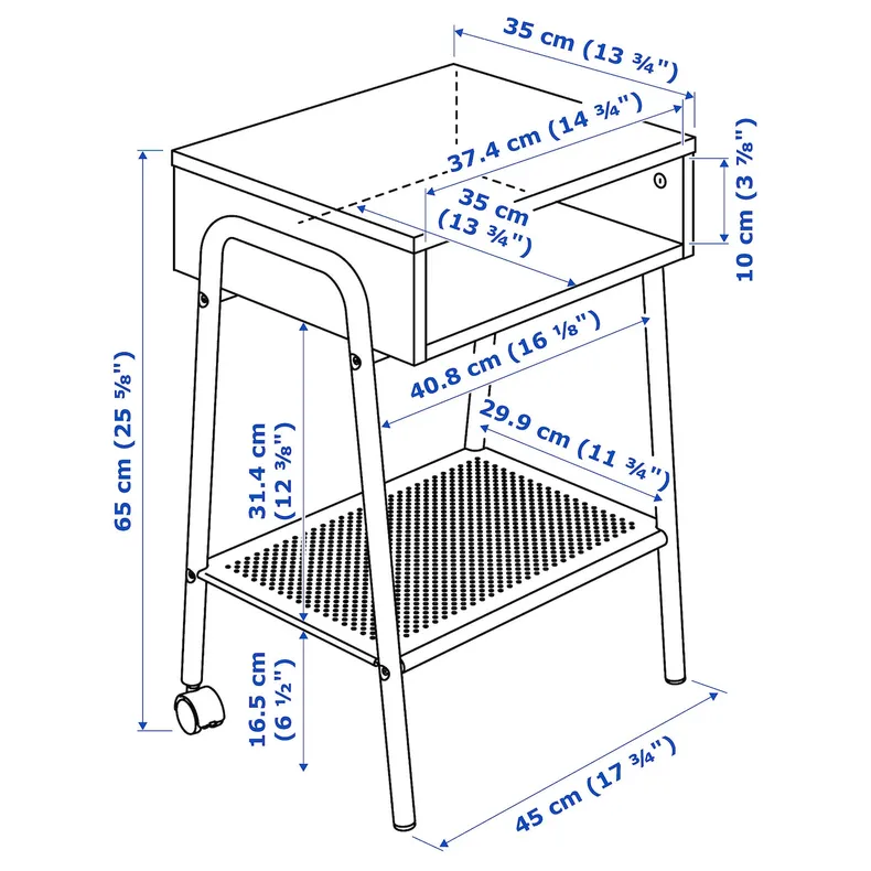 IKEA SETSKOG СЕТСКОГ, приліжковий столик, чорний, 45x35 см 703.380.41 фото №6