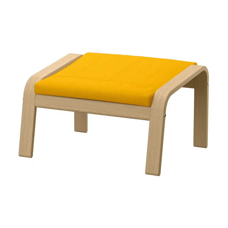 IKEA POÄNG ПОЭНГ, табурет для ног, Шпон дуба, окрашенный в белый / желтый цвет Skiftebo 293.884.92 фото №1