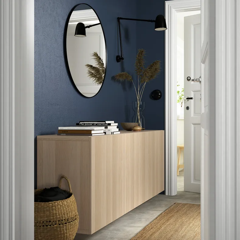 IKEA BESTÅ БЕСТО, настінна комбінація шаф, дуб білий морений / Lappviken white stained Oak, 180x42x64 см 294.124.87 фото №3