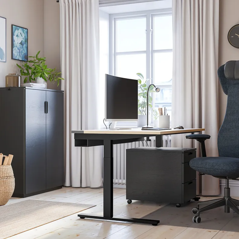 IKEA MITTZON МИТТЗОН, письменный стол, окл береза / черный, 140x80 см 895.281.16 фото №3