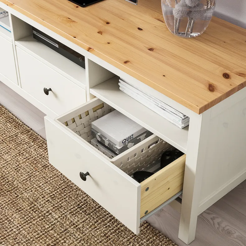 IKEA HEMNES ХЕМНЕС, тумба під телевізор, біла пляма / світло-коричнева, 148x47x57 см 504.135.26 фото №3