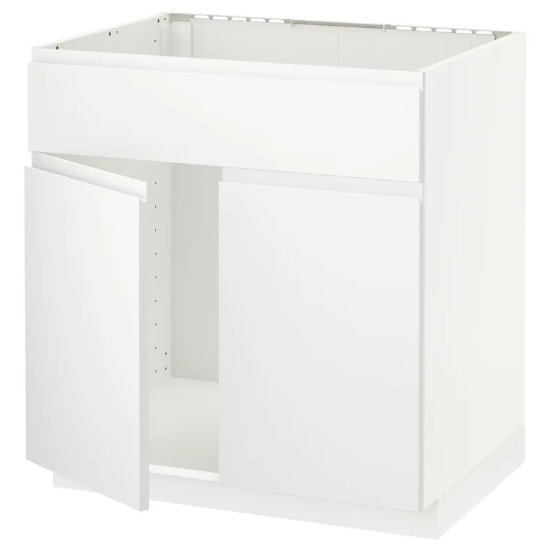 IKEA METOD МЕТОД, підлог шафа д / мийки / 2 двер / фрон пан, білий / Voxtorp матовий білий, 80x60 см 294.652.06 фото №1
