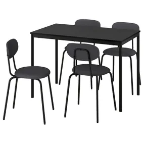 IKEA SANDSBERG САНДСБЕРГ / ÖSTANÖ ЕСТАНЕ, стіл+4 стільці, чорний чорний/РЕММАРН темно-сірий, 110 см 295.694.83 фото