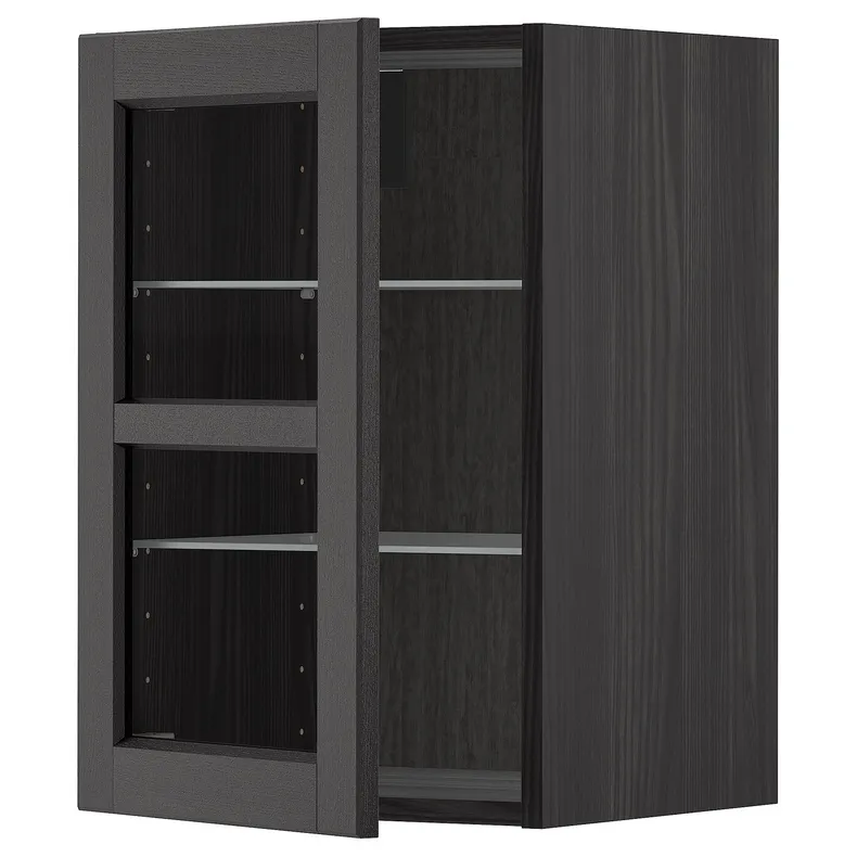 IKEA METOD МЕТОД, навісна шафа,полиці / скляні дверцята, чорний / Лерхіттан, пофарбований у чорний колір, 40x60 см 494.673.70 фото №1