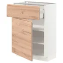 IKEA METOD МЕТОД / MAXIMERA МАКСИМЕРА, напольный шкаф с ящиком / дверцей, белый / Воксторп имит. дуб, 60x37 см 294.577.20 фото thumb №1