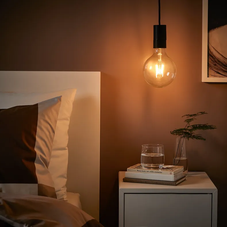 IKEA SUNNEBY СУННЕБЮ / LUNNOM ЛУННОМ, подвесной светильник с лампочкой, чёрное / прозрачное стекло 994.944.51 фото №2