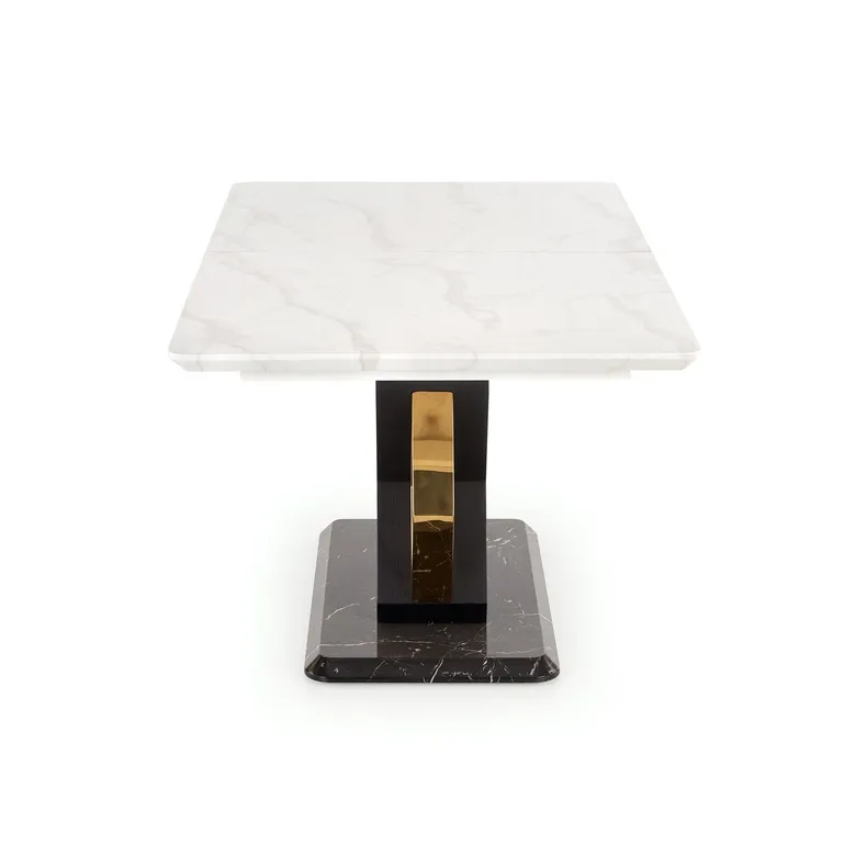 Обідній стіл розкладний HALMAR VINCENZO 160-200x90 см, білий мармур, чорна/золота ніжка фото №8