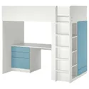 IKEA SMÅSTAD СМОСТАД, кровать-чердак, Белый синий с письменным столом с 4 ящиками, 90x200 см 595.426.37 фото thumb №1