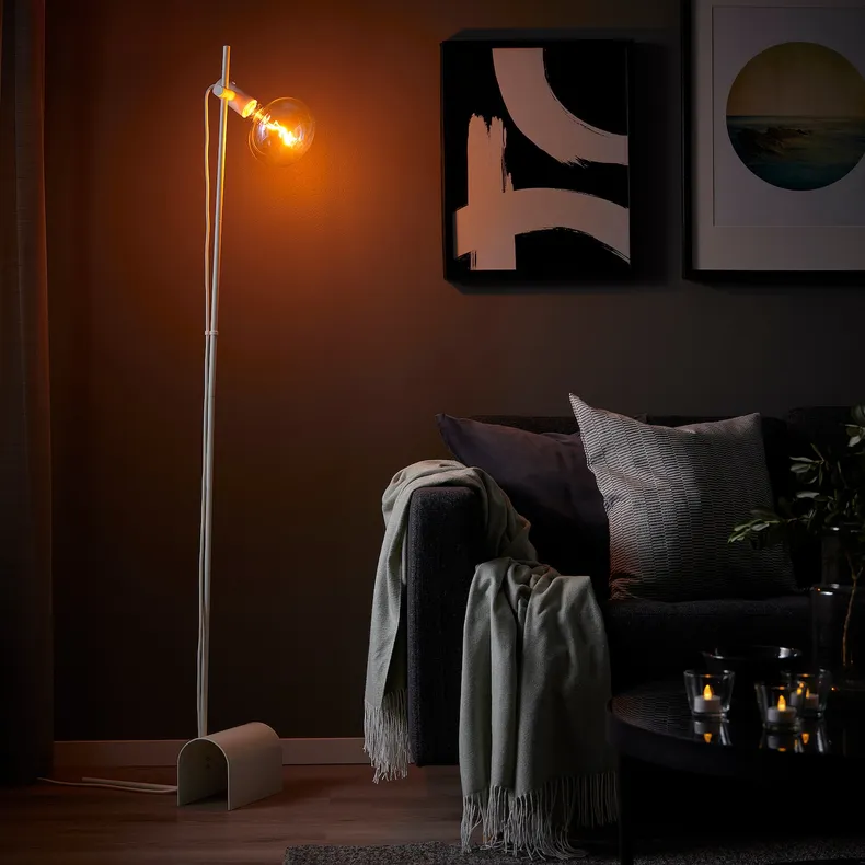 IKEA HÅRSLINGA ХОРСЛИНГА / MOLNART МОЛНАРТ, торшер с лампочкой, белый / эллипсовидный многоцветный 995.055.91 фото №3