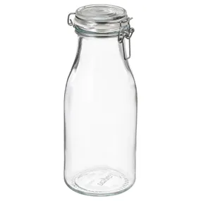 IKEA KORKEN КОРКЕН, банка с крышкой, в форме бутылки, прозрачное стекло, 1 l 105.413.66 фото