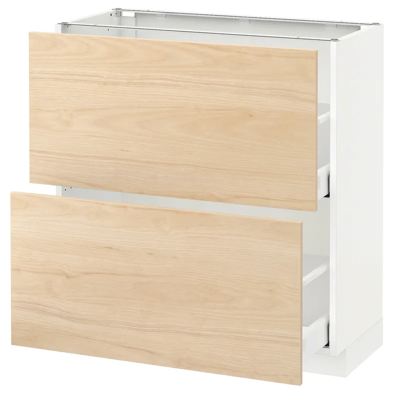 IKEA METOD МЕТОД / MAXIMERA МАКСИМЕРА, напольный шкаф с 2 ящиками, белый / аскерсундский узор светлый ясень, 80x37 см 392.159.57 фото №1