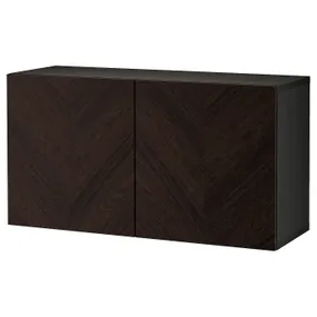 IKEA BESTÅ БЕСТО, комбинация настенных шкафов, Hedeviken черный / коричневый / темно-коричневый, окрашенный шпоном дуба, 120x42x64 см 294.408.43 фото