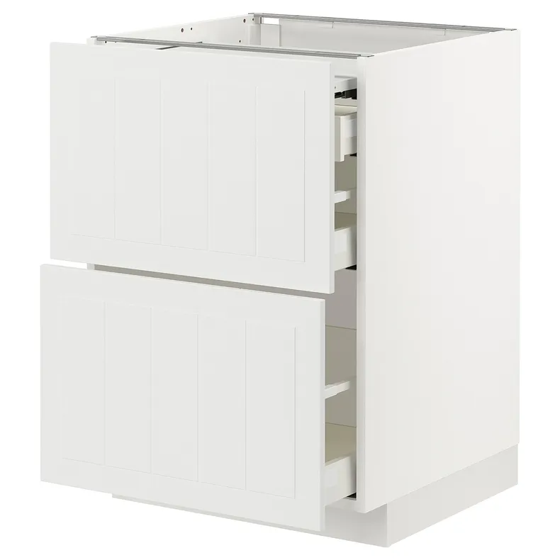 IKEA METOD МЕТОД / MAXIMERA МАКСИМЕРА, напольный шкаф с выдвиж панелью / 3ящ, белый / Стенсунд белый, 60x60 см 294.334.61 фото №1