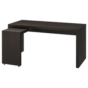 IKEA MALM МАЛЬМ, письмовий стіл із висувною панеллю, чорно-коричневий, 151x65 см 602.141.83 фото