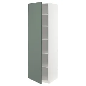 IKEA METOD МЕТОД, высокий шкаф с полками, белый / бодарский серо-зеленый, 60x60x200 см 794.637.71 фото