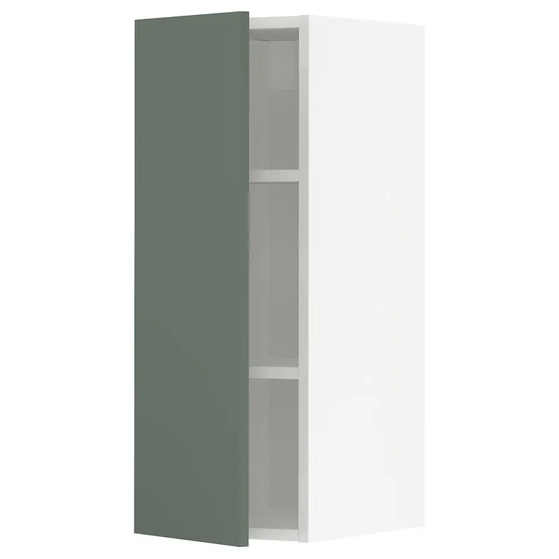 IKEA METOD МЕТОД, шафа навісна із полицями, білий / БОДАРП сіро-зелений, 30x80 см 094.622.99 фото №1