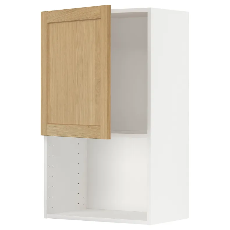 IKEA METOD МЕТОД, навесной шкаф для СВЧ-печи, белый / дуб форсбака, 60x100 см 995.093.82 фото №1