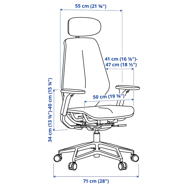 IKEA STYRSPEL СТЮРСПЕЛЬ, геймерське крісло, синій/світло-сірий 105.066.93 фото №8