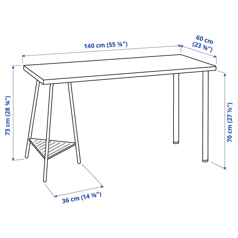 IKEA LAGKAPTEN ЛАГКАПТЕН / TILLSLAG ТИЛЛЬСЛАГ, письменный стол, Черный/коричневый/белый, 140x60 см 594.175.15 фото №5