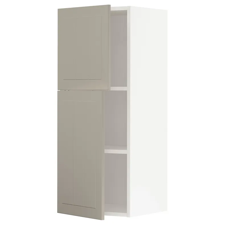 IKEA METOD МЕТОД, навісна шафа з полицями / 2 дверцят, білий / стенсундський бежевий, 40x100 см 394.650.36 фото №1