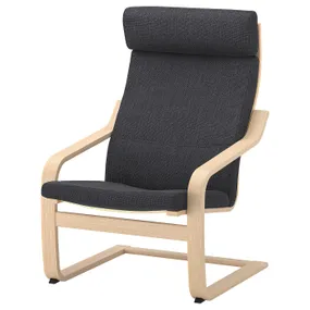 IKEA POÄNG ПОЭНГ, кресло, Шпон дуба, окрашенный в белый / антрацитовый цвет 792.865.80 фото