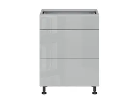 BRW Кухонный базовый шкаф Top Line 60 см с ящиками soft-close серый глянец, серый гранола/серый глянец TV_D3S_60/82_2STB/STB-SZG/SP фото