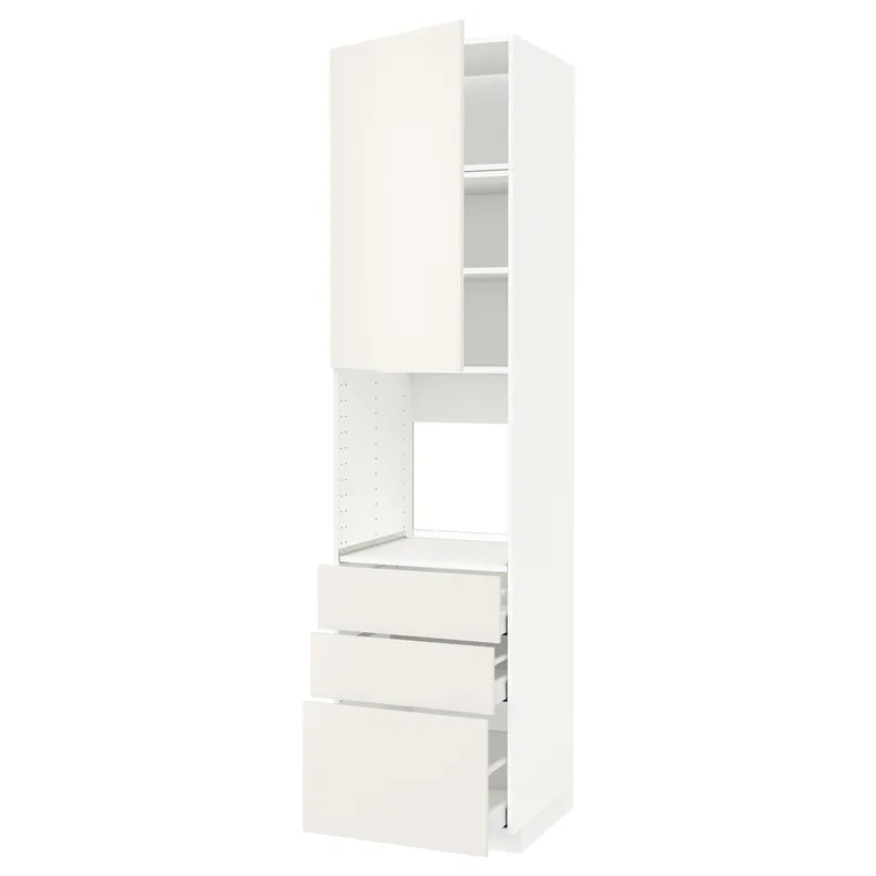 IKEA METOD МЕТОД / MAXIMERA МАКСИМЕРА, высокий шкаф д / духовки / дверь / 3ящика, белый / белый, 60x60x240 см 494.574.70 фото №1