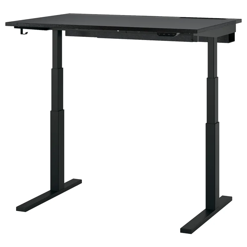 IKEA MITTZON МІТТЗОН, стіл регульований, електричний okl попелястий пофарбований чорний / чорний, 120x80 см 995.277.48 фото №1