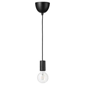 IKEA SUNNEBY СУННЕБЮ / LUNNOM ЛУННОМ, підвісний світильник із лампою, чорна куля/прозора 794.911.99 фото