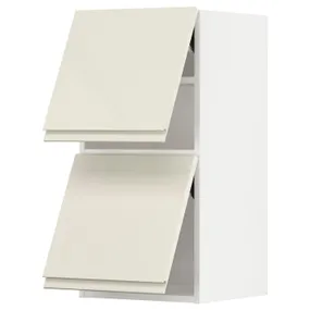 IKEA METOD МЕТОД, навісна шафа гориз 2 дверц нат мех, білий / Voxtorp високий глянець світло-бежевий, 40x80 см 193.946.05 фото