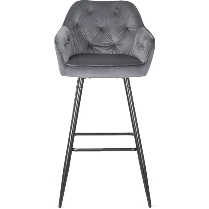 Барный стул бархатный MEBEL ELITE SALEM Velvet, серый / черный фото №7