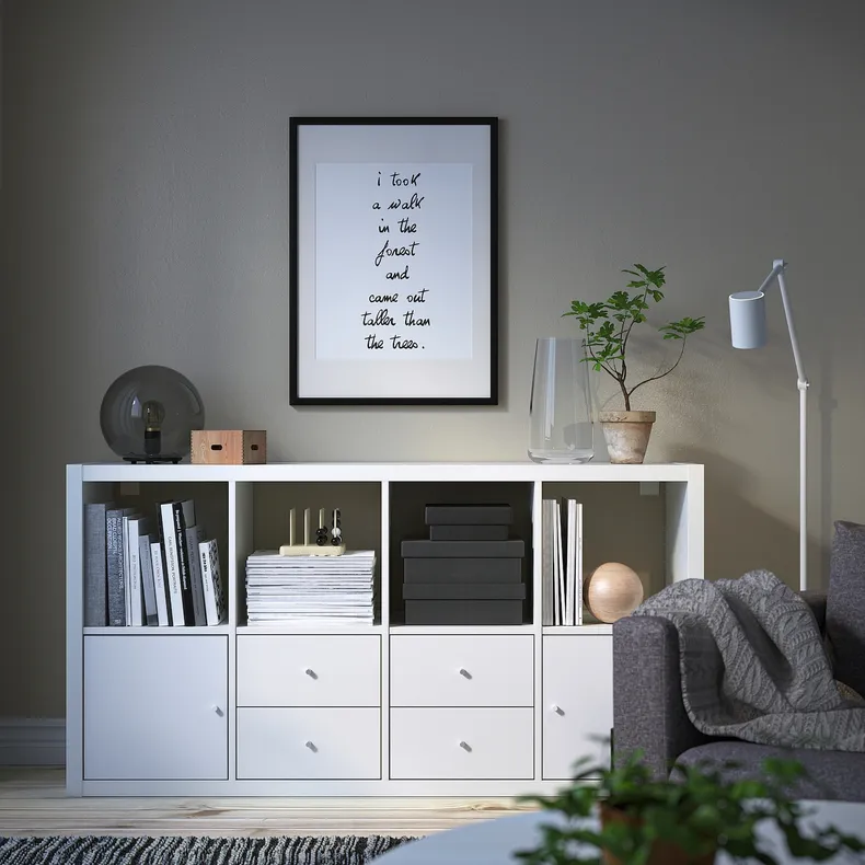 IKEA KALLAX КАЛЛАКС, стеллаж с 4 вставками, белый, 77x147 см 592.783.07 фото №4