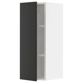 IKEA METOD МЕТОД, навесной шкаф с полками, белый / Никебо матовый антрацит, 30x80 см 994.983.88 фото