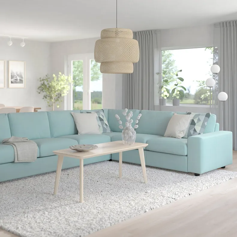 IKEA VIMLE ВИМЛЕ, 5-местный угловой диван, с широкими подлокотниками / Саксемара светло-голубой 794.018.15 фото №2