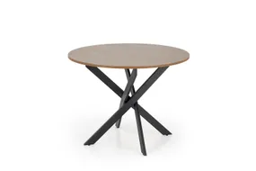 Стол обеденный круглый HALMAR EDGAR 100х100 см, столешница - орех, ножки - черные фото