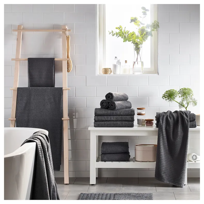 IKEA VÅGSJÖN ВОГШЁН, простыня банная, тёмно-серый, 100x150 см 503.536.12 фото №6