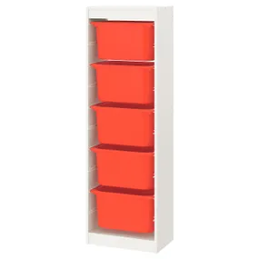 IKEA TROFAST ТРУФАСТ, комбинация д/хранения+контейнеры, белый/оранжевый, 46x30x145 см 495.332.09 фото
