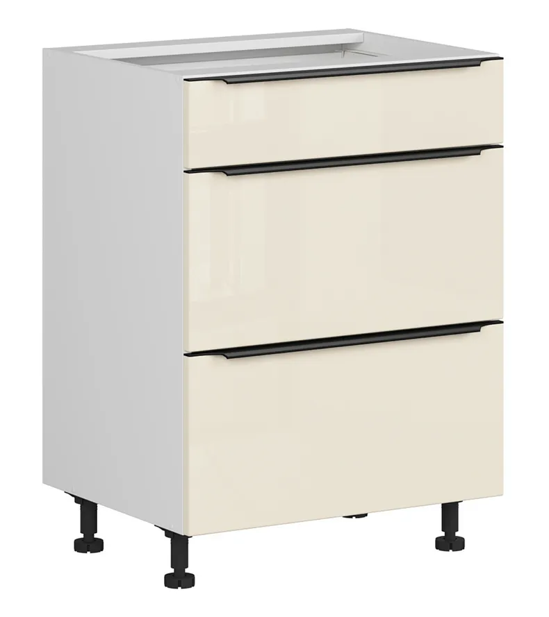 BRW Кухонный шкаф Sole L6 60 см с выдвижными ящиками магнолия жемчуг, альпийский белый/жемчуг магнолии FM_D3S_60/82_2SMB/SMB-BAL/MAPE фото №2