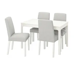 IKEA EKEDALEN ЭКЕДАЛЕН / BERGMUND БЕРГМУНД, стол и 4 стула, белый / светло-серый / белый, 120 / 180 см 394.082.15 фото